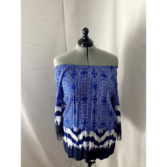 Ruby Rd. Blue and White top size 2x - Picture 2 of 8